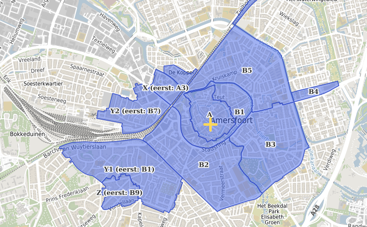 Plattegrond Amersfoort met vergunningzones